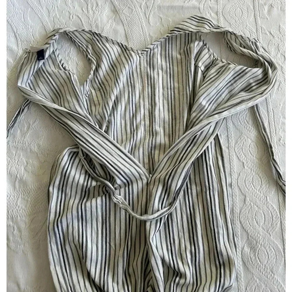 Universal Thread Wide Leg Cotton Jumpsuit Cream & Gray Striped Crop Size XS - Picture 11 of 11